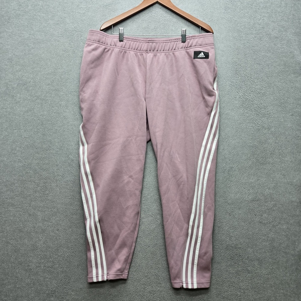 Adidas Women Activewear Pants 2X Mauve Sweatpants Logo Relaxed